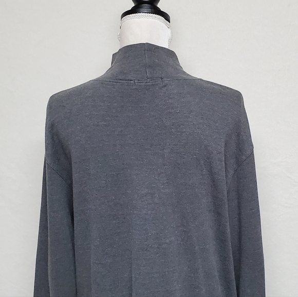 RARE Vintage 90s J. Crew Grey Cotton Mock Neck Long Sleeve Midi Sweater Dress L - Picture 11 of 13